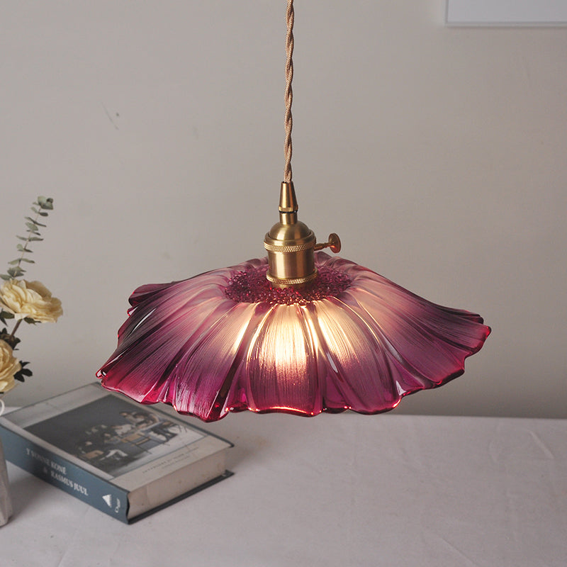 Creative Retro Lotus Glass Pendant Lamp