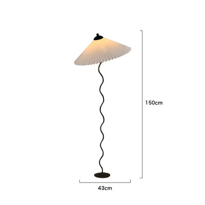 Vintage Pleated Floor Lamp White Fabric