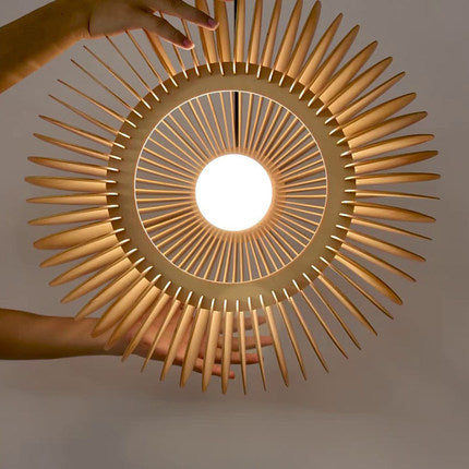Round Wood Pendant Light
