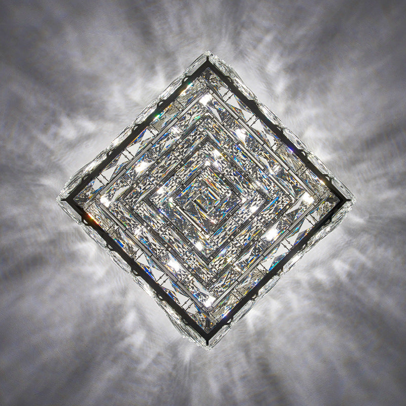 Square Crystal Icy Ceiling Flushmount