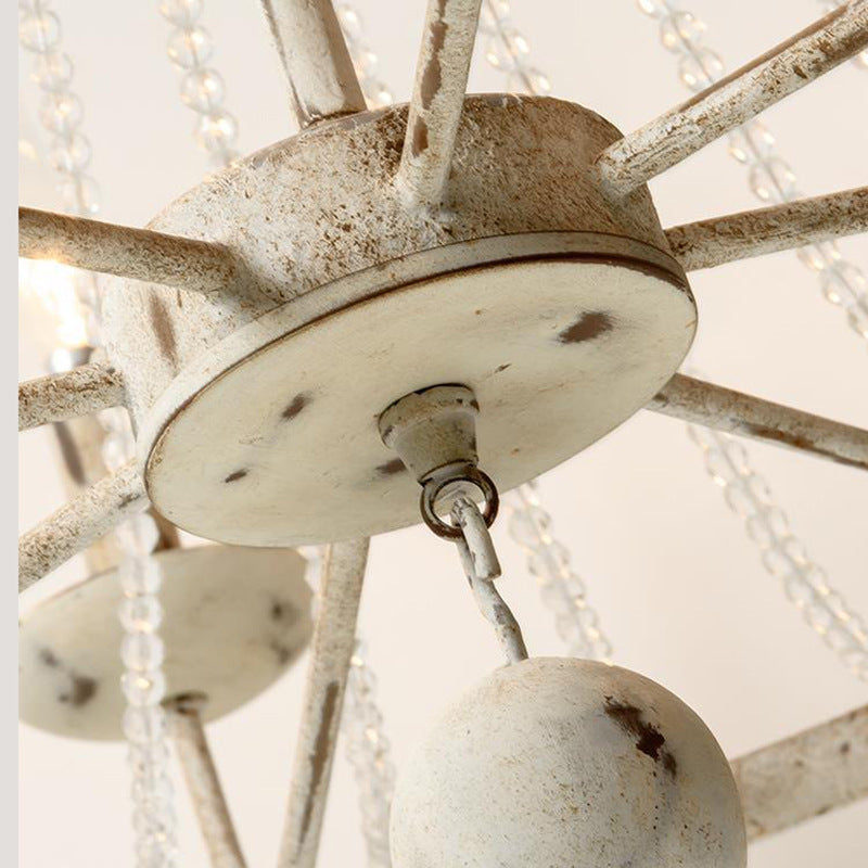 Aged Iron Wrought Crystal Chandelier