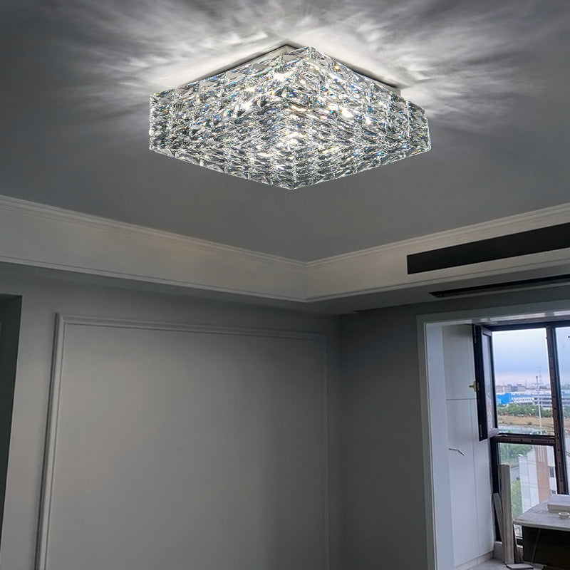 Square Crystal Icy Ceiling Flushmount