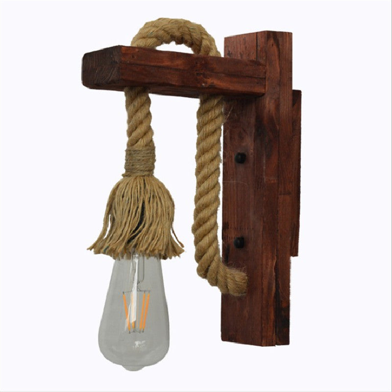American Countryside Wooden Retro Wall Lamp
