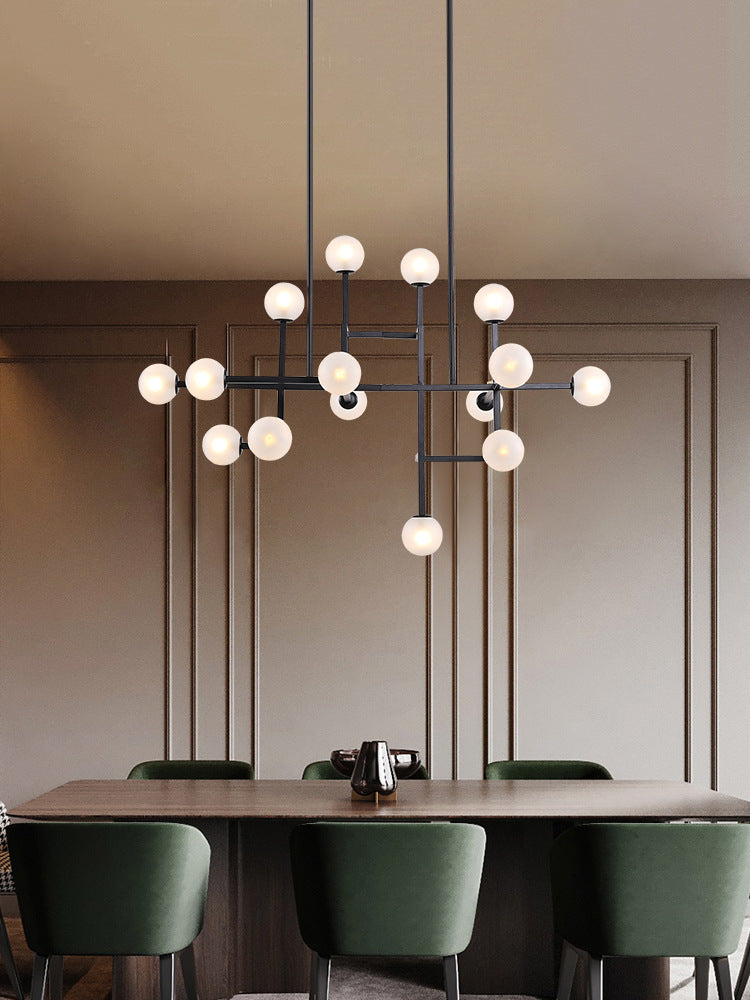 Wrought Iron Glass Ball Black Chandelier