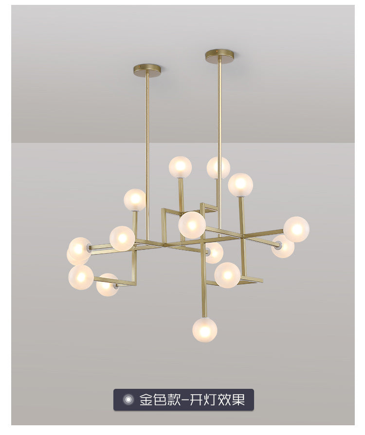 Wrought Iron Glass Ball Black Chandelier