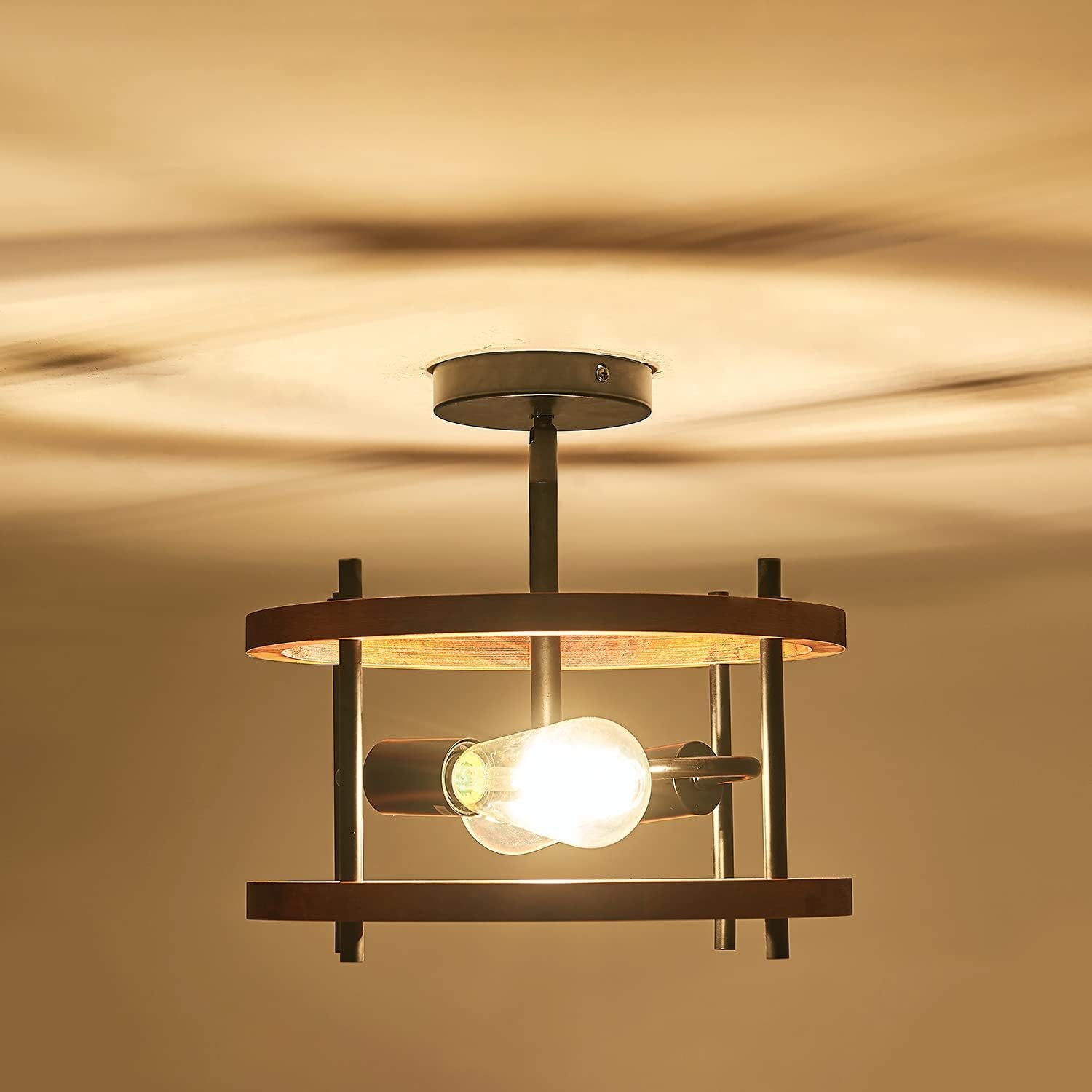 Rustic Vintage Wood Ceiling Light