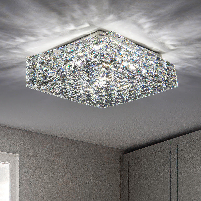 Square Crystal Icy Ceiling Flushmount