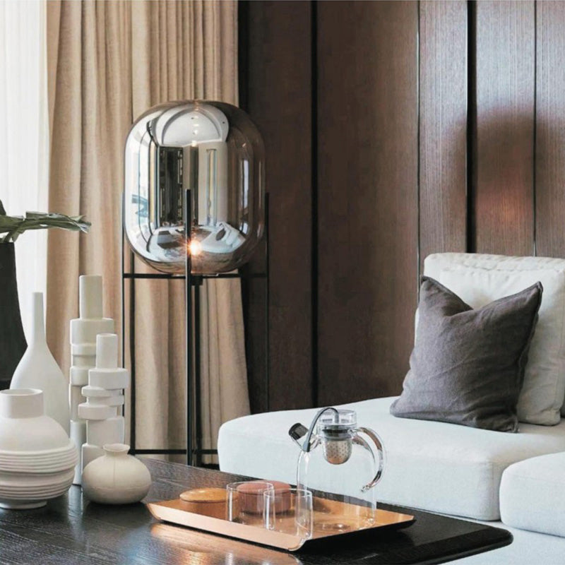 Modern Glass Lantern Standing Table Lamp & Floor Lamp