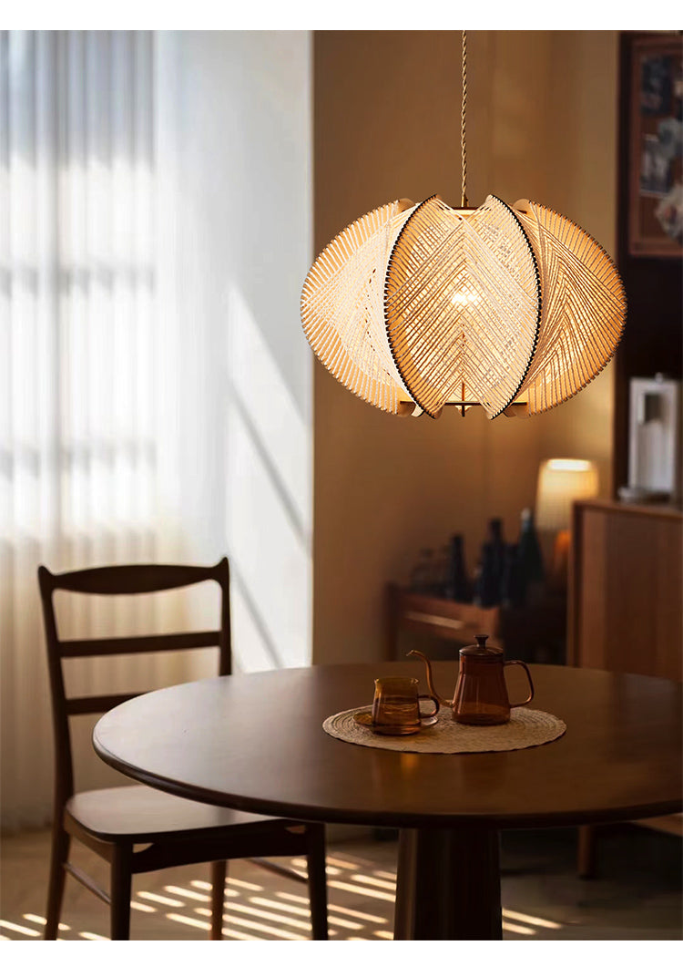 Chinese Hand-Made Rope Wooden Pendant Lamp