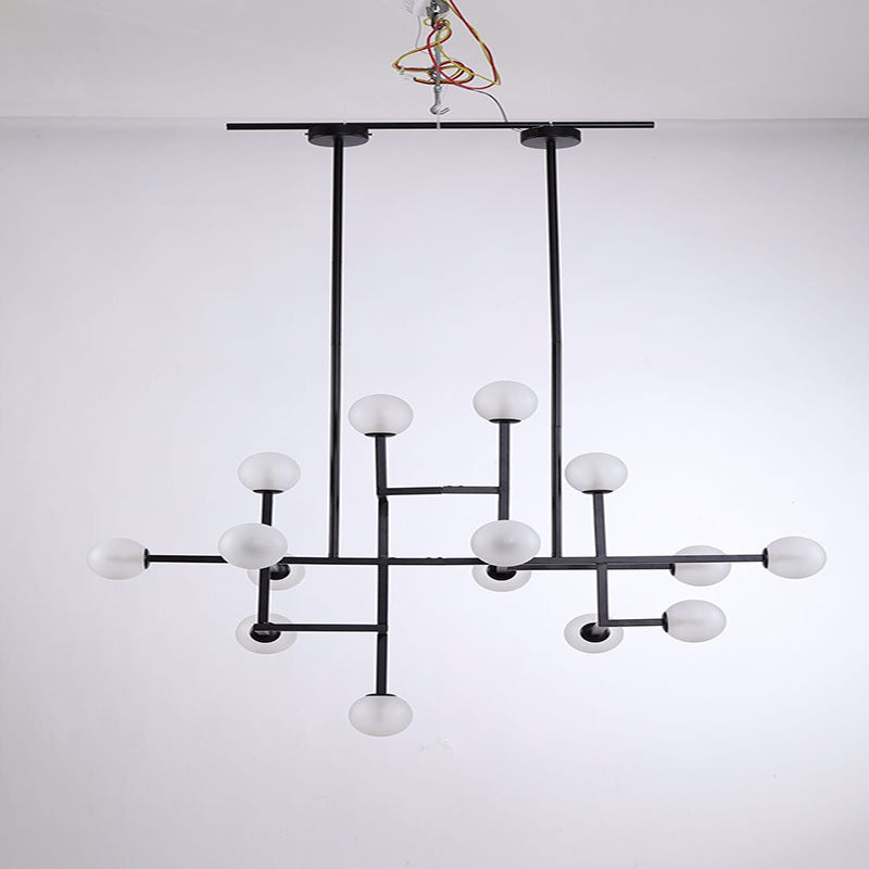 Wrought Iron Glass Ball Black Chandelier