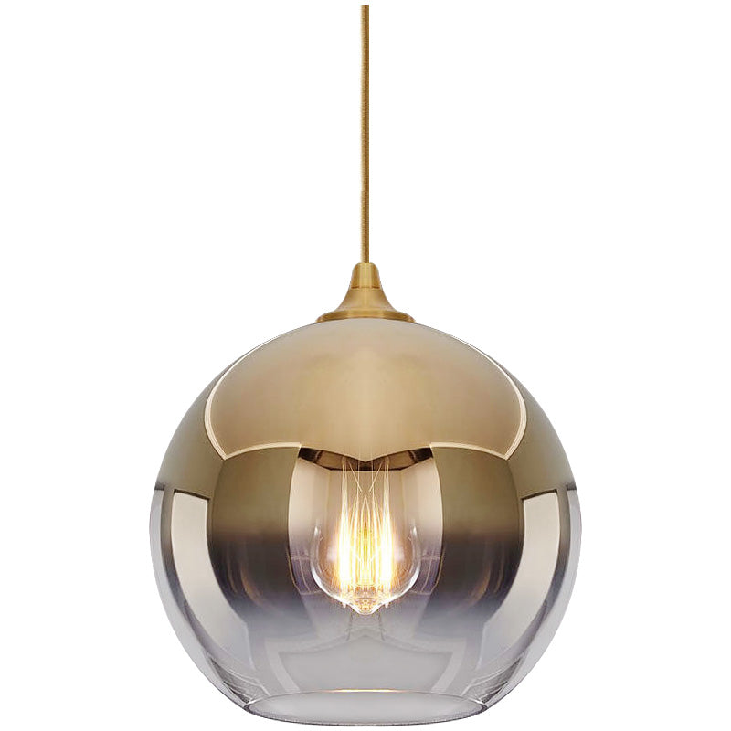 Sculptural Glass Globe Pendant Metallic Ombre
