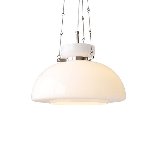 1-Light Semi Dome Pendant Light.Opal Glass