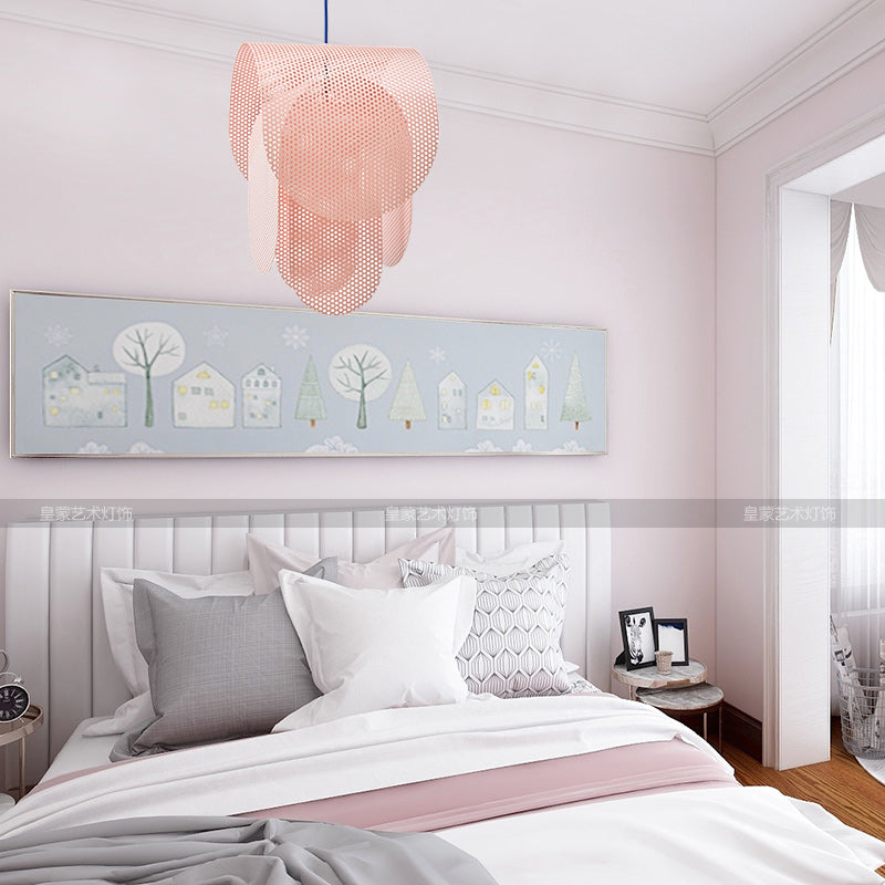 Perforated metal pendant light