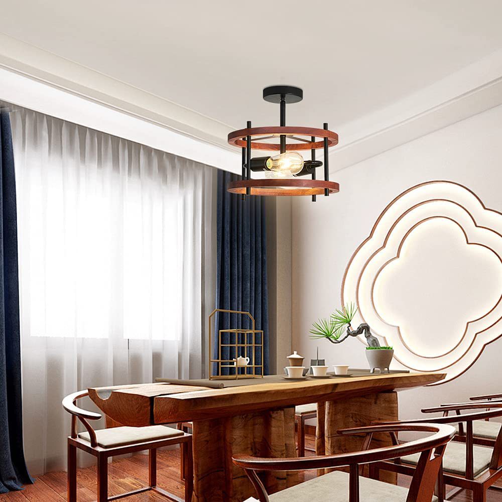 Rustic Vintage Wood Ceiling Light