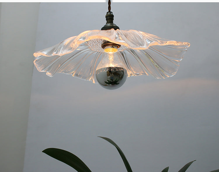 Creative Retro Lotus Glass Pendant Lamp