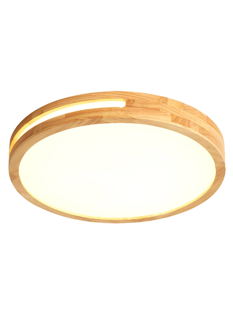 LED Ceiling Light Remote Control Wooden Round