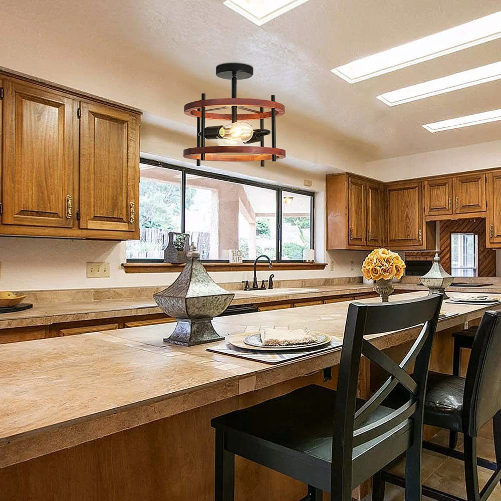 Rustic Vintage Wood Ceiling Light
