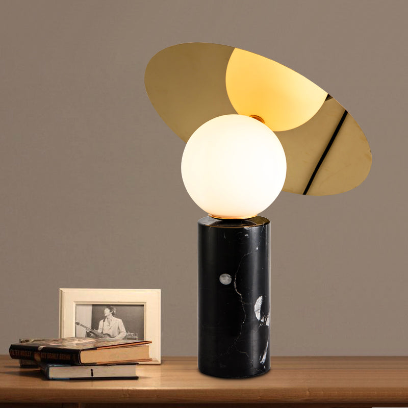 Bola Disc Table Lamp in Marquina Marble