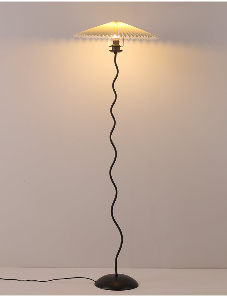 Vintage Pleated Floor Lamp White Fabric