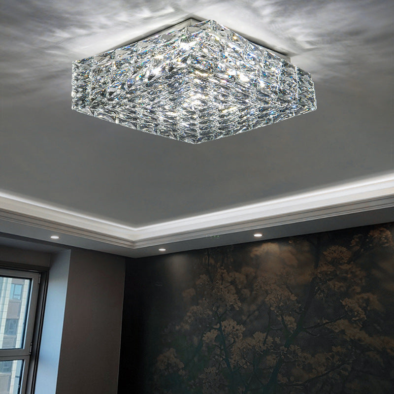 Square Crystal Icy Ceiling Flushmount