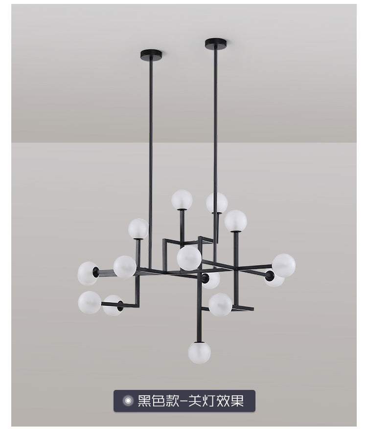 Wrought Iron Glass Ball Black Chandelier