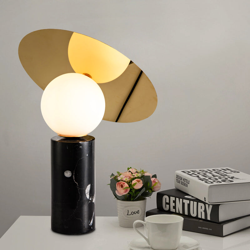 Bola Disc Table Lamp in Marquina Marble
