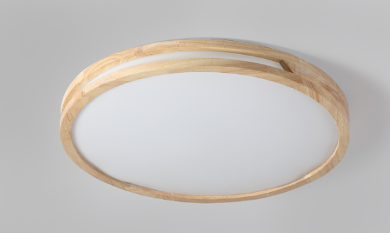 LED Ceiling Light Remote Control Wooden Round