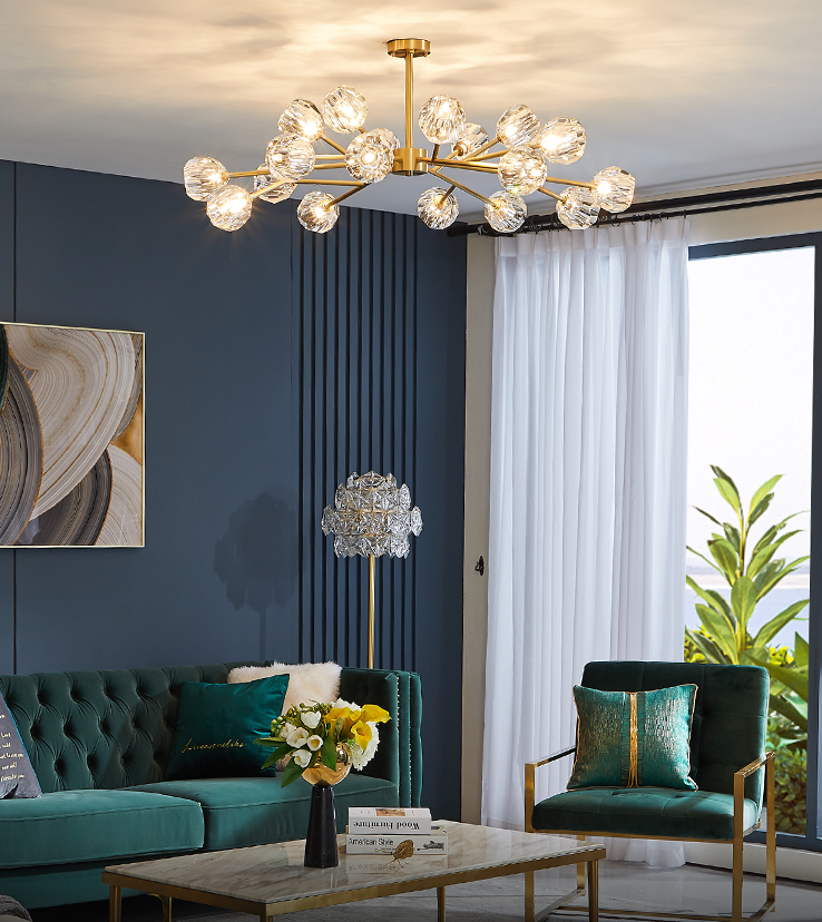 Boule De Cristal Round Brass Chandelier