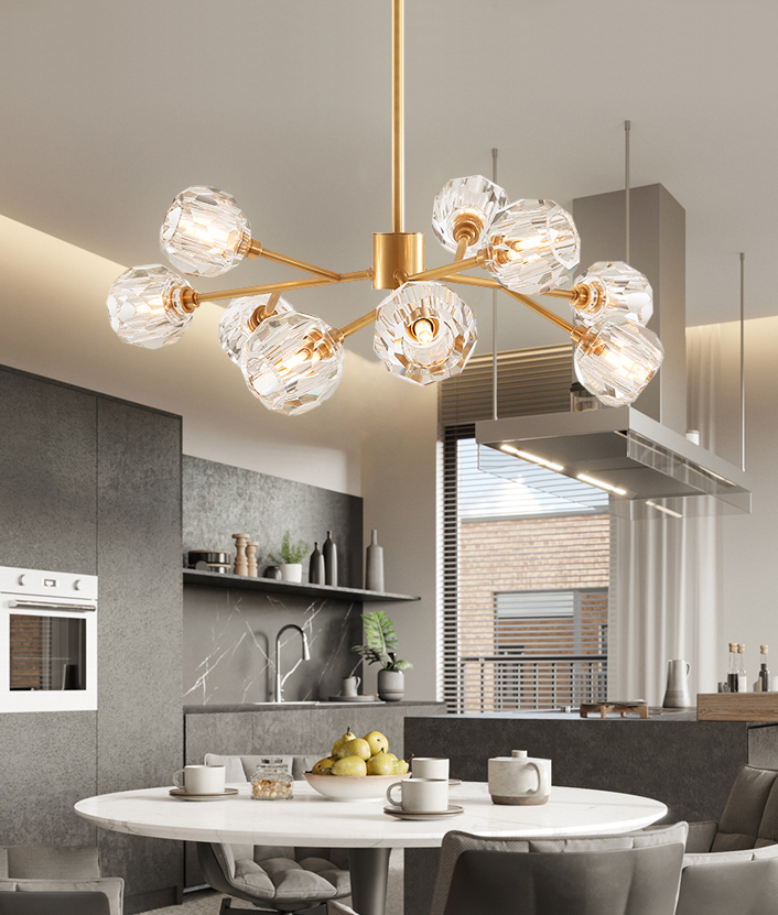 Boule De Cristal Round Brass Chandelier