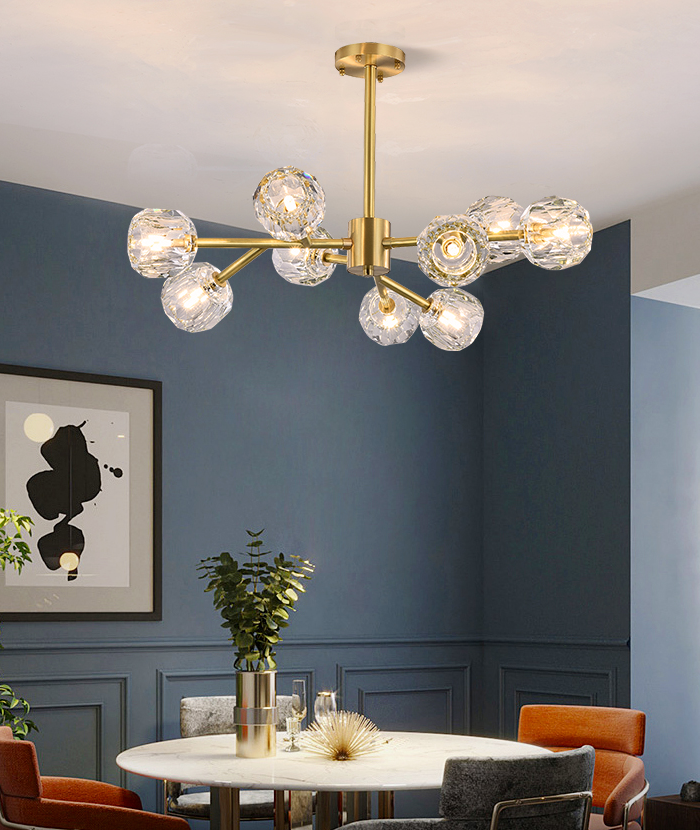 Boule De Cristal Round Brass Chandelier