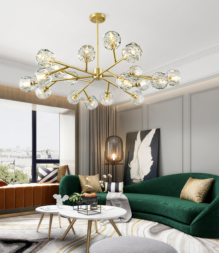 Boule De Cristal Round Brass Chandelier