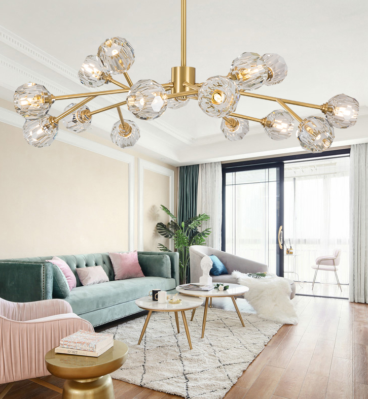 Boule De Cristal Round Brass Chandelier