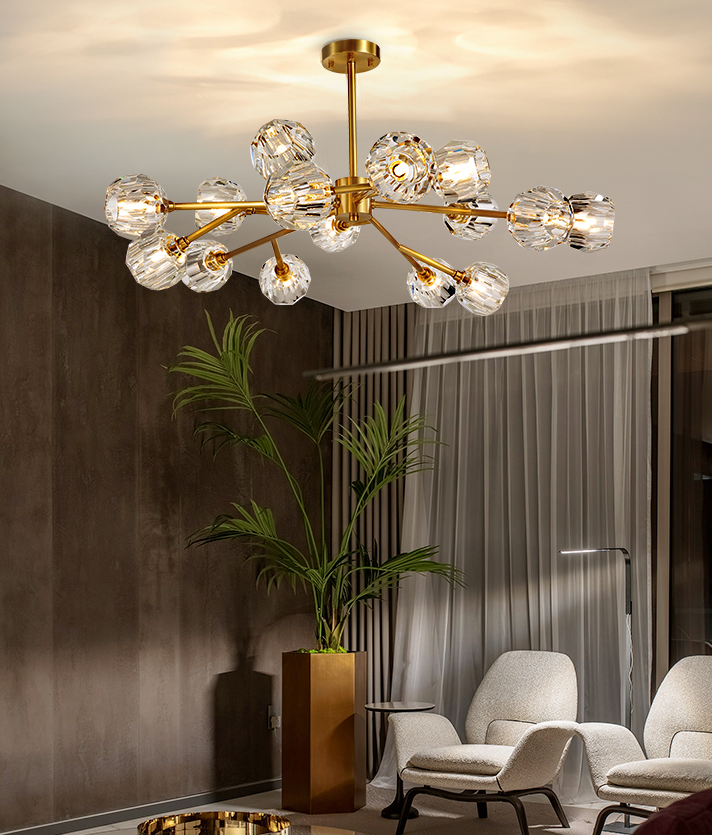 Boule De Cristal Round Brass Chandelier