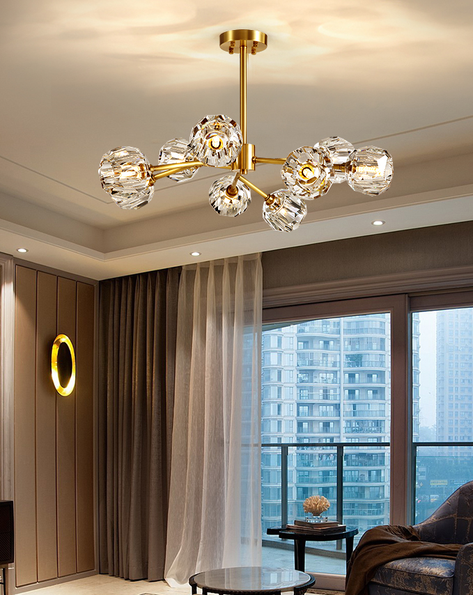 Boule De Cristal Round Brass Chandelier