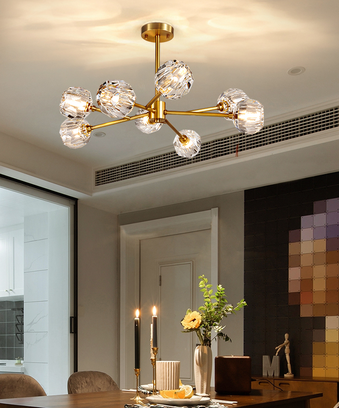 Boule De Cristal Round Brass Chandelier