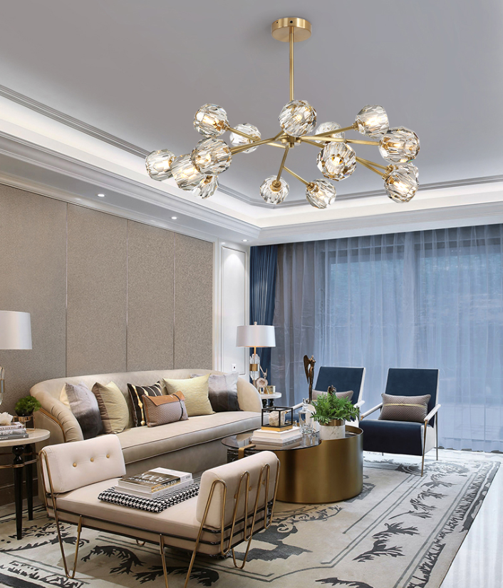 Boule De Cristal Round Brass Chandelier