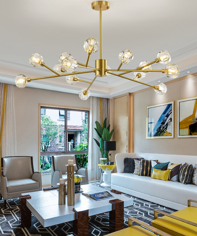 Boule De Cristal Round Brass Chandelier