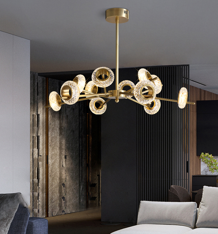 LED Crystal Brass Chandelier