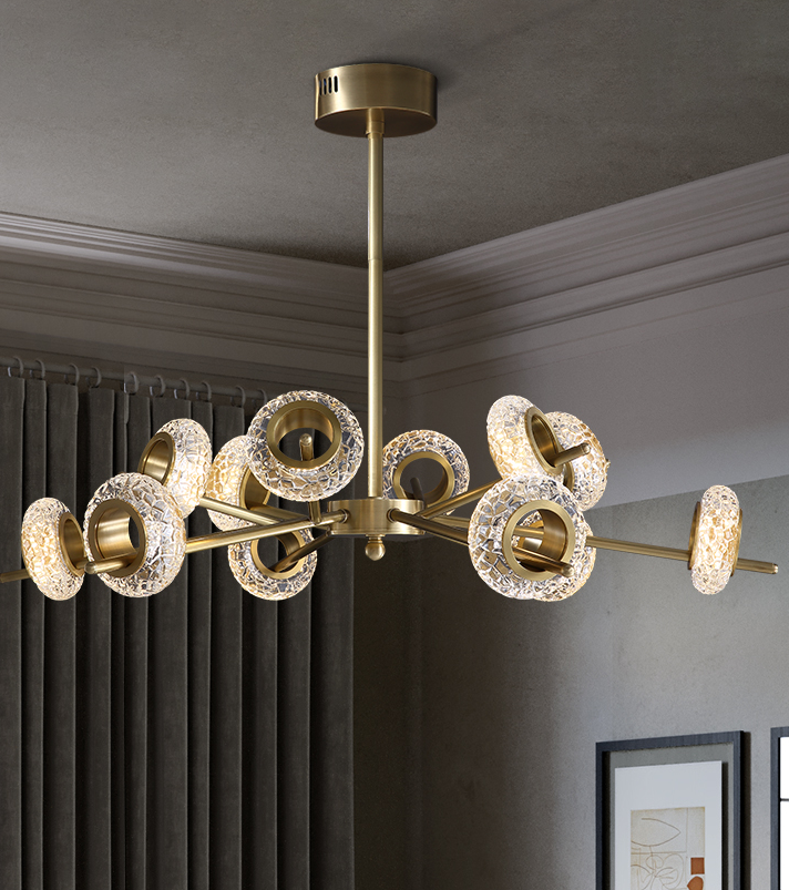 LED Crystal Brass Chandelier