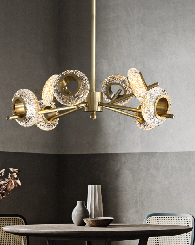 LED Crystal Brass Chandelier