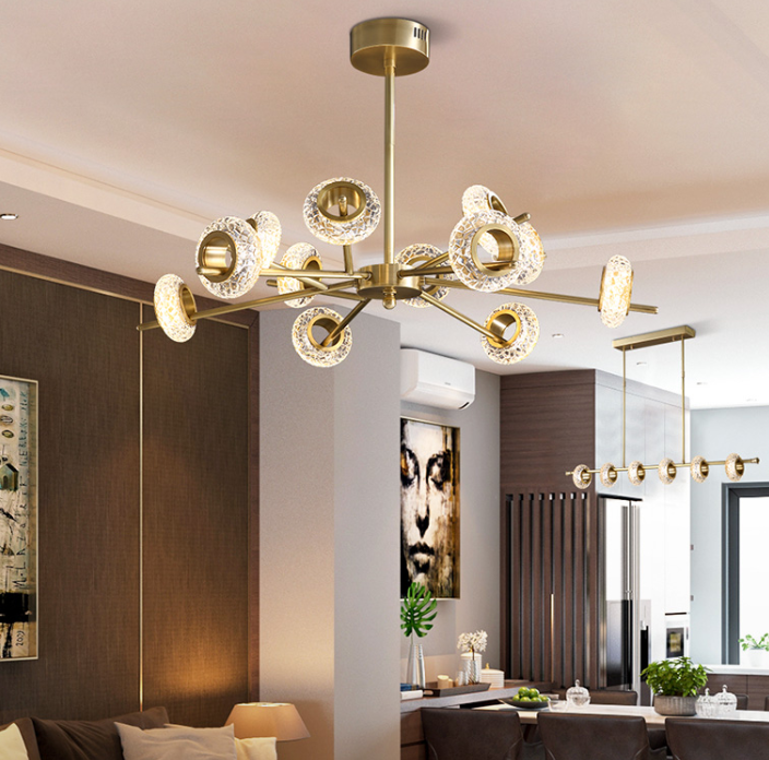 LED Crystal Brass Chandelier