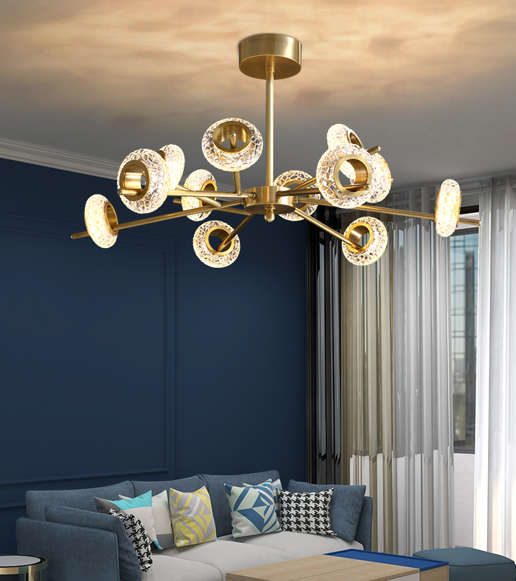 LED Crystal Brass Chandelier
