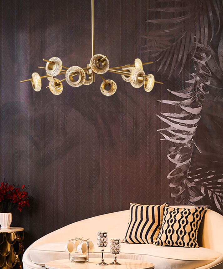 LED Crystal Brass Chandelier