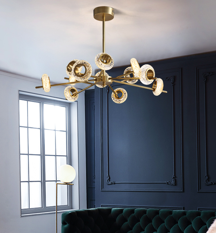 LED Crystal Brass Chandelier