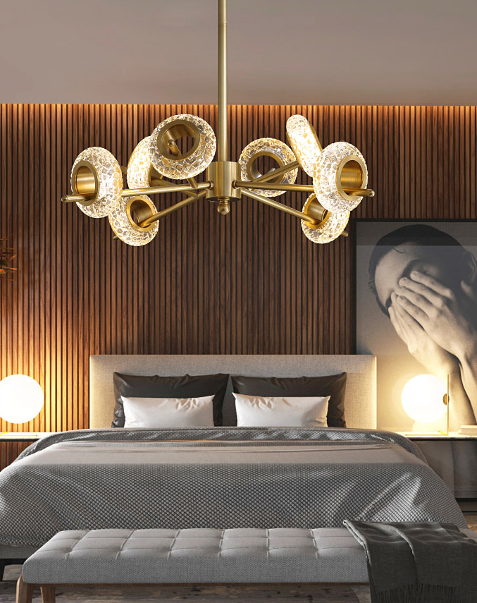 LED Crystal Brass Chandelier