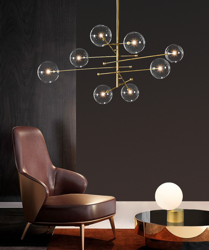 GLASS GLOBE MOBILE CHANDELIER