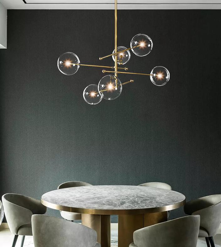 GLASS GLOBE MOBILE CHANDELIER