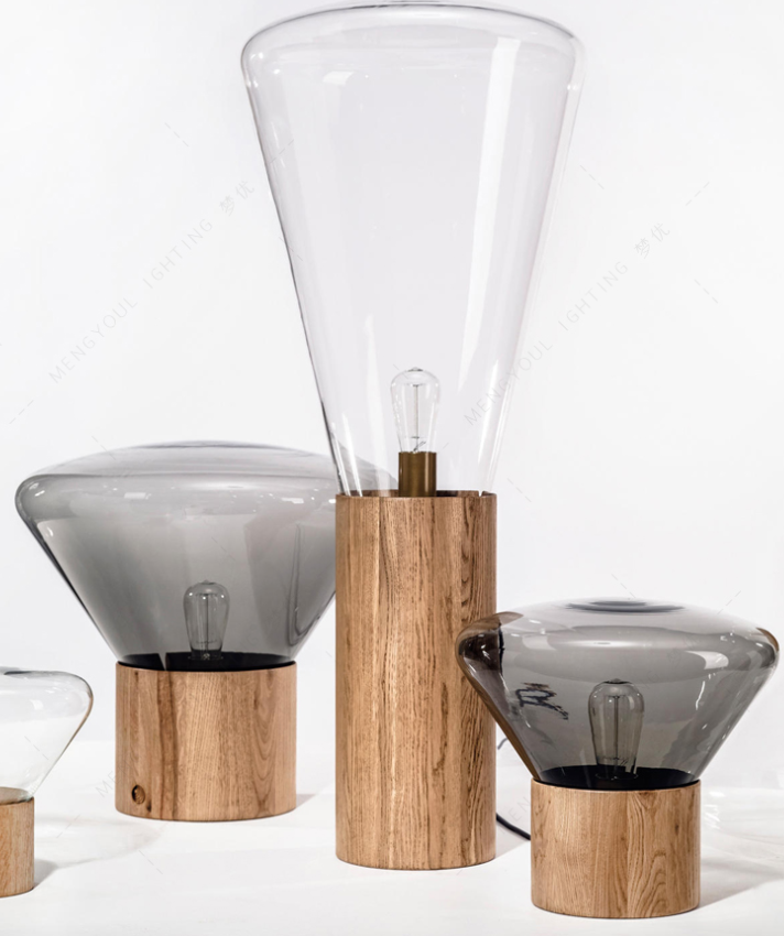 Muffins Wood Base Glass Table Lamp