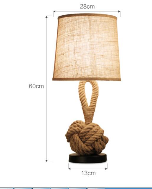 American Retro Bedroom Rope Table Lamp
