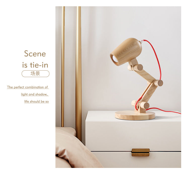 Adjustable Wooden Table Lamp